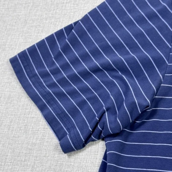 Peter Millar Polo Shirt Mens XL Blue Striped Mountainside Collection Pocket - Picture 7 of 10
